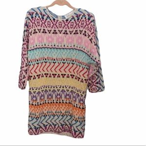 Vintage Brenda French 80’s handloomed multicolor knit sweater made in USA